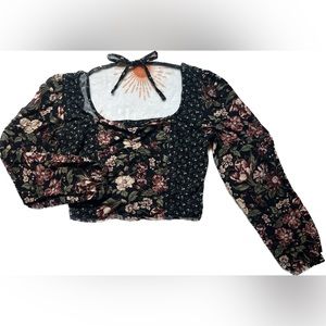 American Eagle black floral blouse.